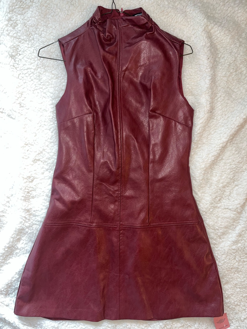 PrettyLittleThing Burgundy Faux Leather Sleeveless Vest